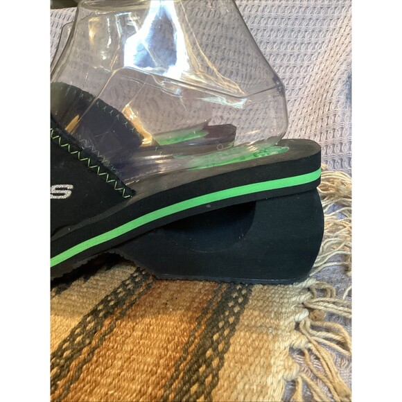 Skechers Cali Sandals Slide Sporty Slip On Black & Green Fabric Flats Womens 9 - Picture 5 of 14
